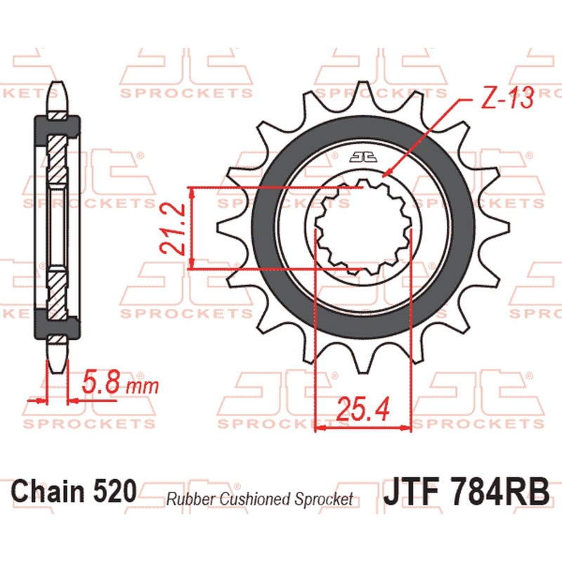 JT ZĘBATKA PRZEDNIA Z GUMĄ CF MOTO NK 650 \'16-\'24, CL-X 700 \'21-\'25, BENELLI TRK 702 / X EURO 5 \'23-\'24, (ŁAŃC. 520)