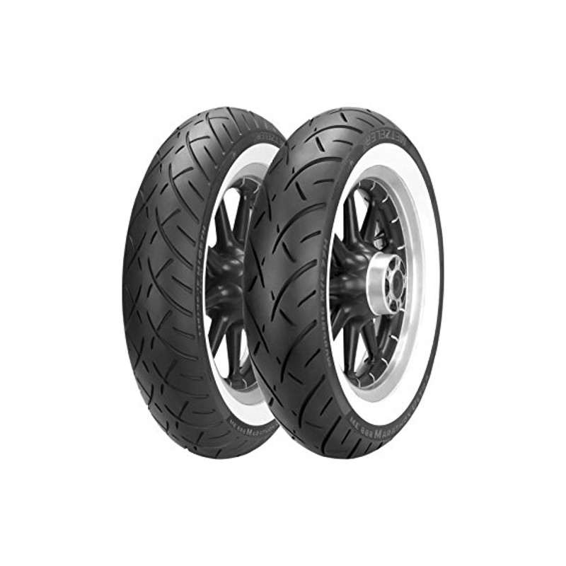 METZELER KOMPLET OPON (2407600/26) 130/90-16 ME888 MARATHON ULTRA 67H TL M/C WWW BIAŁY BOK PRZÓD DOT 2026 + (2408400/25) 180/65B