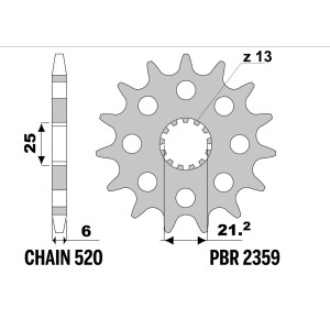 PBR ZĘBATKA PRZEDNIA 2359 14 MOTO-MORINI X-CAPE, BENELLI TRK702X, CF MOTO NK400 / MT450 \'24-, HONDS CRF 250RX \'24 (ŁAŃC. 520) 