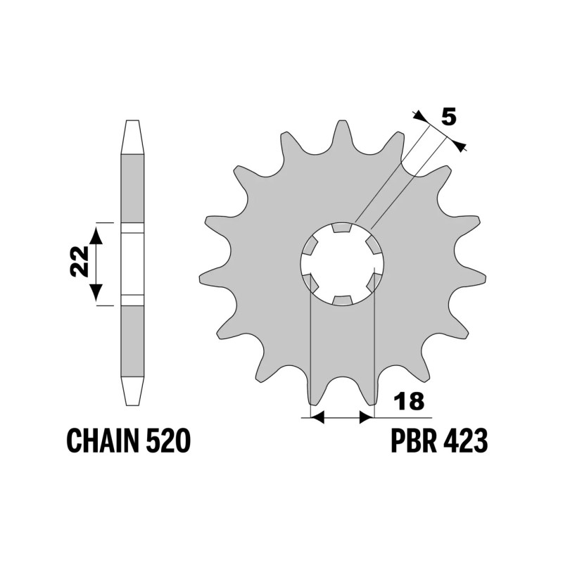 PBR PROMOCJA ZĘBATKA PRZEDNIA 423 14 (ŁAŃC. 520) (MADE IN ITALY)