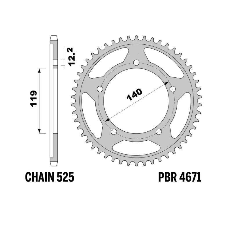 PBR 13/07 ZĘBATKA TYLNA 4671 46 (ŁAŃC. 525) (MADE IN ITALY)