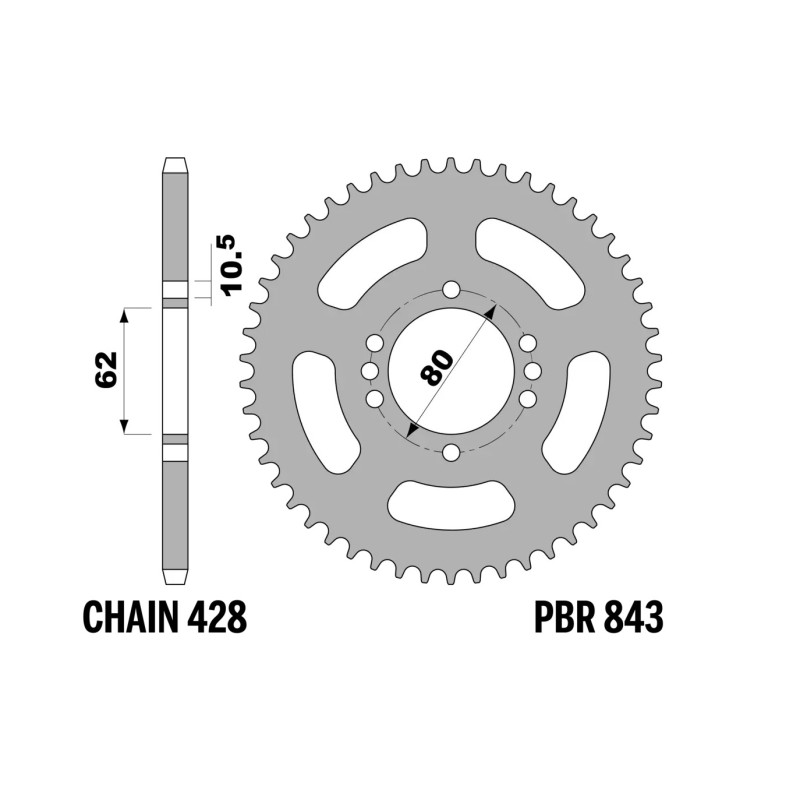 PBR 13/07 ZĘBATKA TYLNA 843 48 (ŁAŃC. 428) (MADE IN ITALY)