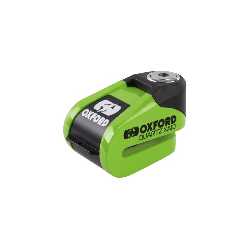 OXFORD PROMOCJA BLOKADA TARCZY HAMULCOWEJ Z ALARMEM MODEL QUARTZ XA10, TRZPIEŃ 10MM, KOLOR ZIELONY FLUO