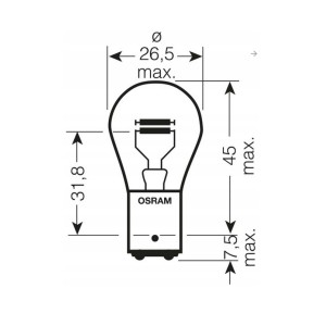 OSRAM ŻARÓWKA 12V P21/4W BAZ15D 1 SZTUKA (BIAŁE SZKŁO)