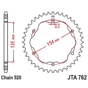 JT ZĘBATKA TYLNA ALUMINIOWA 4574 46 DUCATI 939 SUPER SPORT \'17-\'20, 950 SUPER SPORT \'21-\'23, 955 PANIGALE V2 / BAYLISS \'20-