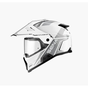 SENA 2026/07 KASK OUTLANDER DUAL SPORT FIBERGLASS Z INTERKOMEM MESH 3.0 DO 2000M ROZMIAR L KOLOR BIAŁY ( ECE R22.06 ) (EL)