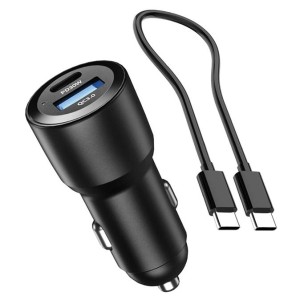BIKETEC UNIWERSALNA ŁADOWARKA MOTOCYKLOWA/SAMOCHODOWA PODWÓJNA 60W USB-C PD, USB QC 3.0 - QUICK CHARGE DO GNIAZDA ZAPALNICZKI (K