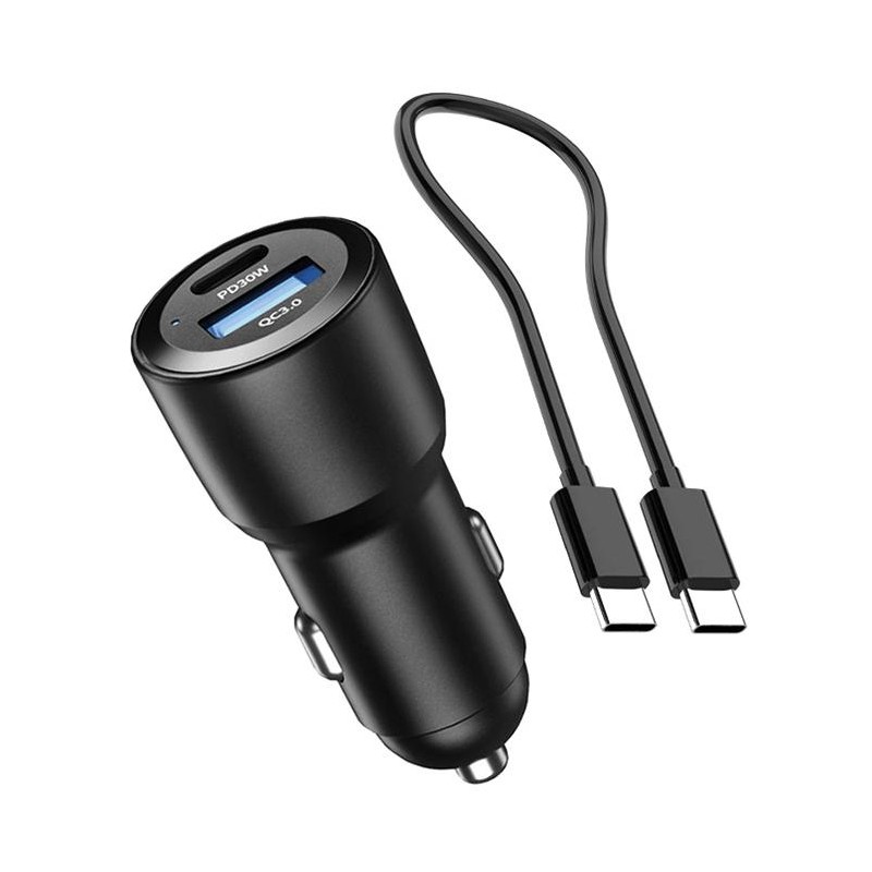 BIKETEC UNIWERSALNA ŁADOWARKA MOTOCYKLOWA/SAMOCHODOWA PODWÓJNA 60W USB-C PD, USB QC 3.0 - QUICK CHARGE DO GNIAZDA ZAPALNICZKI (K