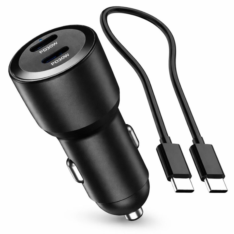 BIKETEC UNIWERSALNA ŁADOWARKA MOTOCYKLOWA/SAMOCHODOWA PODWÓJNA 60W USB-C POWER DELIVERY DO GNIAZDA ZAPALNICZKI (KABEL USB-C W ZE