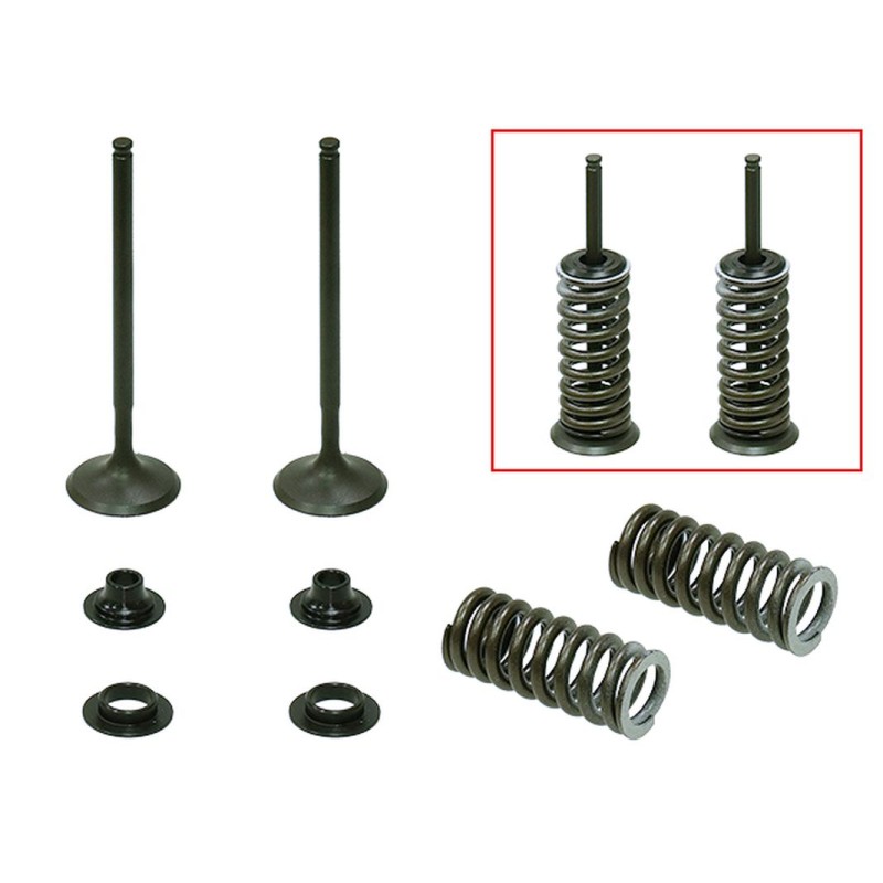 PSYCHIC ZAWORY WYDECHOWE (KOMPLET 2 SZT. ZAWORÓW ZE SPRĘŻYNAMI I PODKŁADKAMI) HONDA CRF 250 R \'10-\'15 STALOWE (25X4,46X84,2MM)