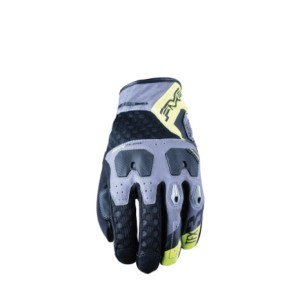 FIVE GLOVES RĘKAWICE SKÓRZANO-TEKSTYLNE TFX3 AIRFLOW KOLOR CZARNY/ŻÓŁTY FLUO ROZMIAR 10 (L)