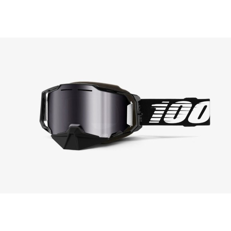 100 PROCENT GOGLE SNOWMOBILE DUAL PANE VENTED BLACK - SILVER FLASH MIRROR LENS KOLOR CZARNY SZYBKA SREBRNE LUSTRO