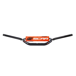 Kierownica SCAR RACING z poprzeczką 28,6mm model RC Bend - kolor czarny, gąbka pomarańczowy/biały