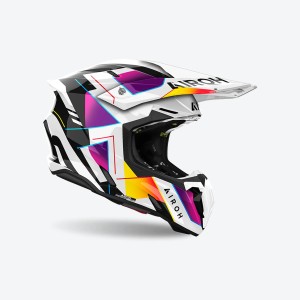 AIROH KASK CROSS / ENDURO / ATV / QUAD TWIST 3 RAINBOW KOLOR BIAŁY/CZARNY/ZÓŁTY/FIOLETOWY ROZMIAR L