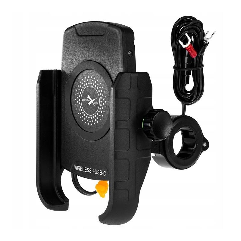 UCHWYT MOTOCYKLOWY Z ŁADOWARKĄ INDUKCYJNĄ USB-C - BIKETEC R9W-P