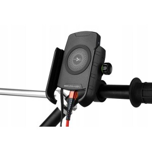 UCHWYT MOTOCYKLOWY Z ŁADOWARKĄ INDUKCYJNĄ USB-C - BIKETEC R9W-P