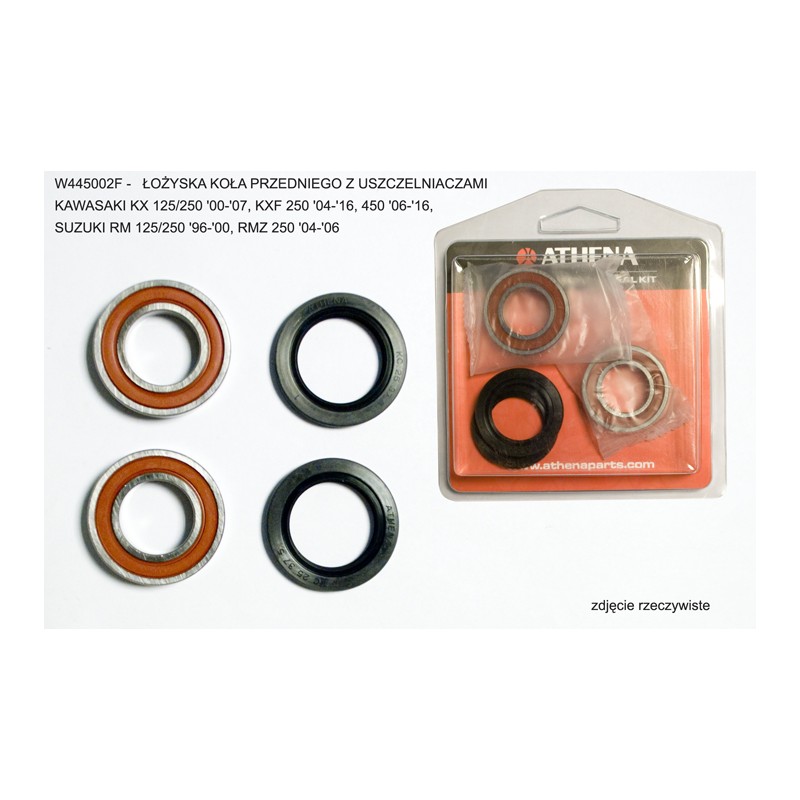 ATHENA Łożyska koła przedniego z uszczelniaczami Kawasaki KX 125/250 '00-'07, KXF 250 '04-'16, 450 '06-'16, Suzuki RM 125