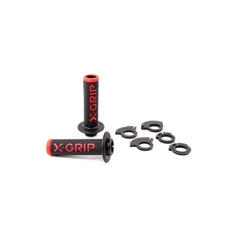 X-GRIP MANETKI BRAAAAP GRIPS LOCK-ON-GRIP RED OPEN END - Czerwone manetki do motocykla