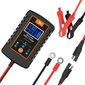 BIKETEC Inteligentna Mini Ładowarka/Prostownik do Akumulatorów Motocyklowych, Samochodowych, Skuterowych i Quad z Akcesoriami