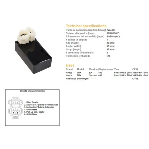 Moduł zapłonu CDI Honda TRX 400EX '99-'04; TRX 400 Sportrax '99-'04