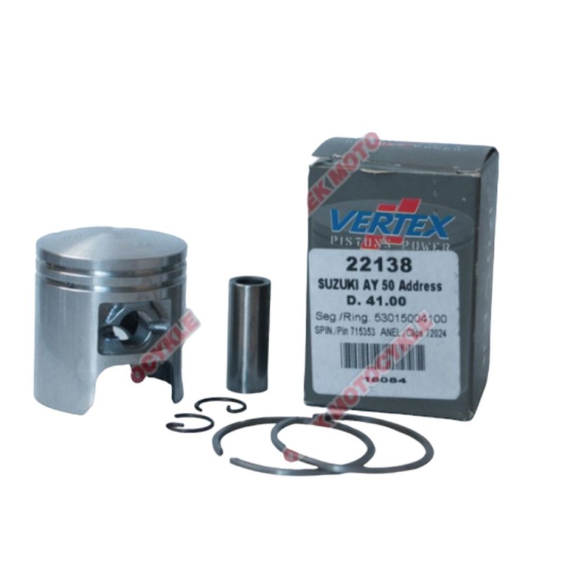 Tłok VERTEX do skuterów 50ccm Suzuki, Morini, Derbi (41,50mm +0,50mm) - sworzeń 10mm