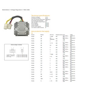 Regulator napięcia Honda CB 250/400/450; CX 500; GL500; XL600/LM; XBR 500