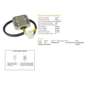 Regulator napięcia Honda NX 650 Dominator '88-'91 (SH532B) | Sklep online