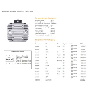Regulator napięcia do Kawasaki VN 750, VN 1500, ZX 6, ZX-6R, ZR-7