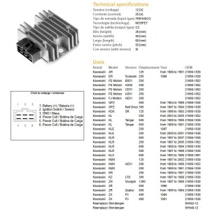 Regulator napięcia Kawasaki KDX 125 '90-'93; KLE 250; KL 500/650 '89-'91; KMX 125/200 '87-'02; KLX 650 '93-'96