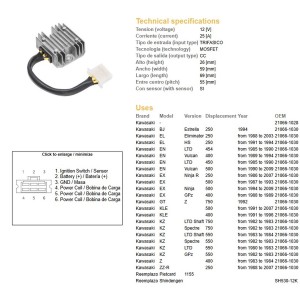 Regulator napięcia Kawasaki SH530-12 (21066-1030) - Sklep Moto