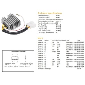 Regulator napięcia Kawasaki KZ 550/650/750/1000 - ESR370, SH530-12K, 21066-1008, RGU-406