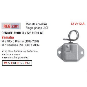 Regulator napięcia Yamaha YFS 200 Blaster '88-'06; YFZ 350 Banshee '88-'06 (SH588-12)
