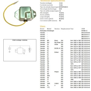 Regulator napięcia Yamaha YFS 200 Blaster '88-'03, YFZ 350 Banshee '87-'03, TT 350/600