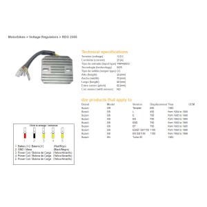 Regulator napięcia Suzuki GS 450L '84-'88, GS 700E '85-'86, GS 750ES/EF/ESD '83-'85, GS 1100ES/EF '84-'86, GR 650 TE