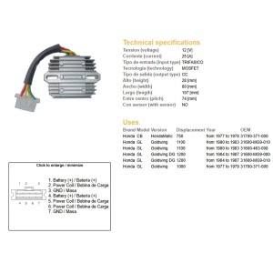 Regulator napięcia Honda GL 1000 '77-'79; GL1100 '80-'83; GL1200 '84-'87 (ESR290)