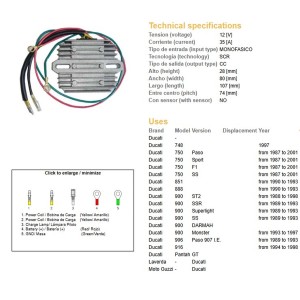 Regulator napięcia Ducati 748/750/851/888/900/906/916 '87-'01 (35A)