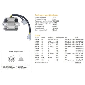 Regulator napięcia Honda CB 750F/C/K '81-'83; CB 900 '81-'82; CB 1000 '83; CBX 1000A '81-'82