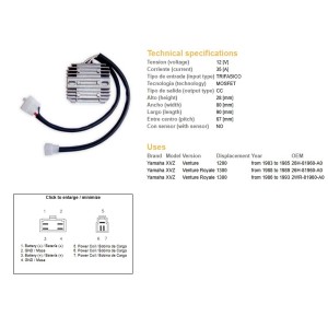 Regulator napięcia Yamaha XVZ 1200 Venture '83-'85; XVZ 1300 Venture Royale '86-'93