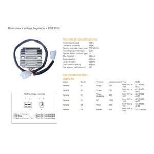 Regulator napięcia do Yamaha XV 700 Virago, XV 750 Virago, XV 920 Virago, XV 1000SE - Sklep Moto