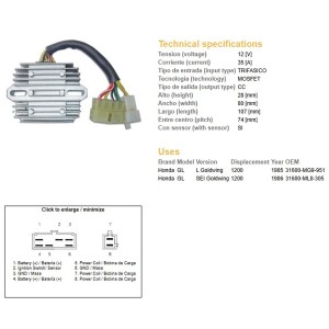 Regulator napięcia Honda GL1200 SEI '85-'87 (Wtryskowy) - ESR570