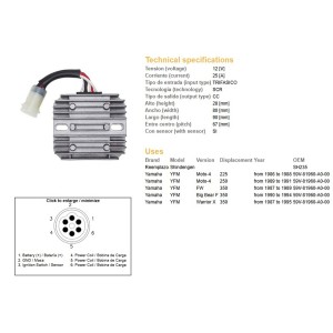 Regulator napięcia Yamaha YFM 225/250 Moto-4 '86-'91, YFM 350 FW '87-'89, YFM 350 Big Bear '90-'94, YFM 350X Warrior