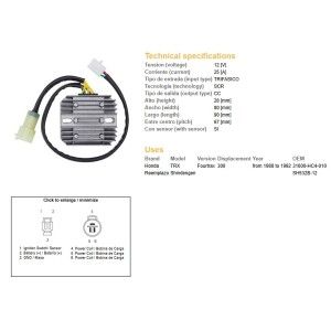 Regulator napięcia Honda TRX 300 Fourtrax '88-'92 (SH532B-12) (31600-HC4-010) (ESR125)