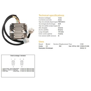 Regulator napięcia Honda CX 500 '78-'82, CX 500 Turbo (ESR160)