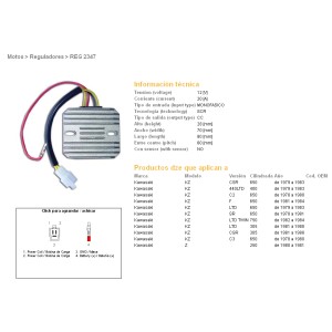 Regulator napięcia do Kawasaki KZ 440LTD '79-'93, KZ 750LTD '82-'84, KZ 650F '81-'84