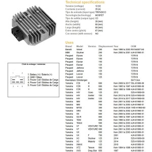 Regulator napięcia do Yamahy FZ6, FZR 600R, SRX 700, TDM 850, TMAX 500, VT 70
