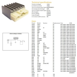 Regulator napięcia do motocykli Aprilia, Benelli, Beta, Derbi, Gilera, KTM, Kawasaki, Malaguti, Suzuki, Yamaha