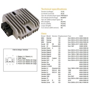 Regulator napięcia do Suzuki DR 650SE, XF 650 Freewind, Yamaha Majesty oraz XJ 600 Diversi