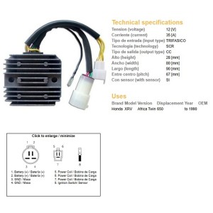 Regulator napięcia Honda XRV 650 Africa Twin '90 (OEM-31600-MS8-000)