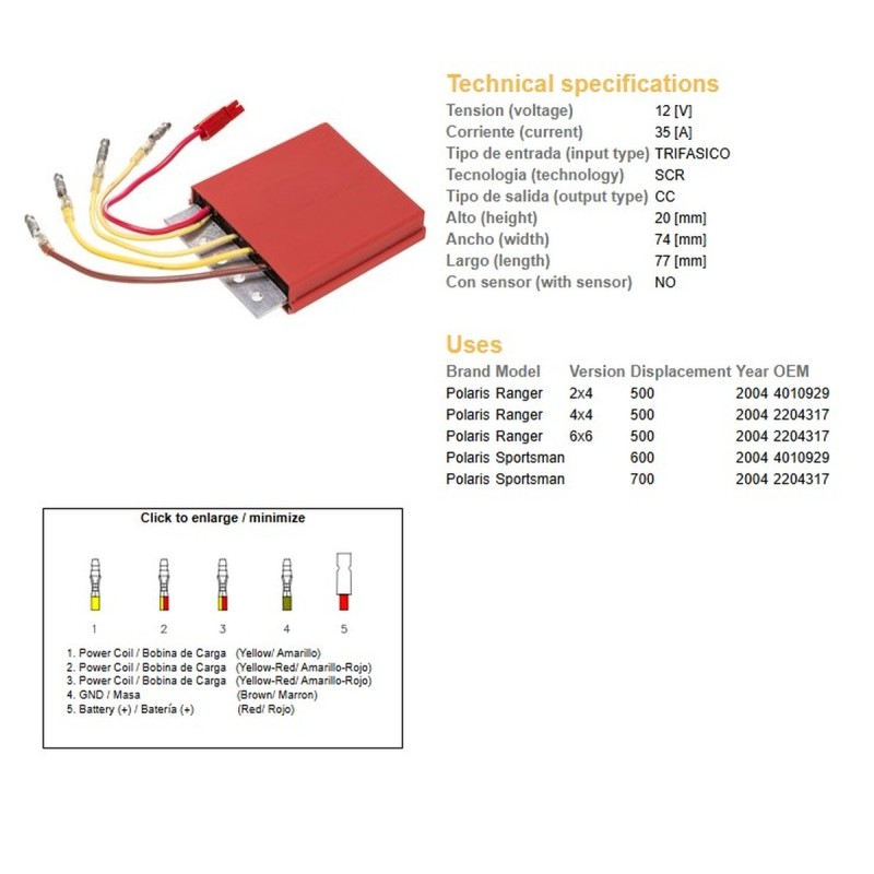 Regulator napięcia do Polaris Sportsman 500 Ranger '04/600 Sportsman '04/700 Sportsman '04