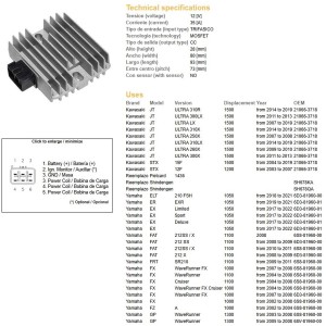 Regulator napięcia Kawasaki STX 1200 '03-'07; STX 1500 '07-'19; Yamaha ELT/ER/EX/FAT/FX/FZ/GP/JD 1000/1050/1100